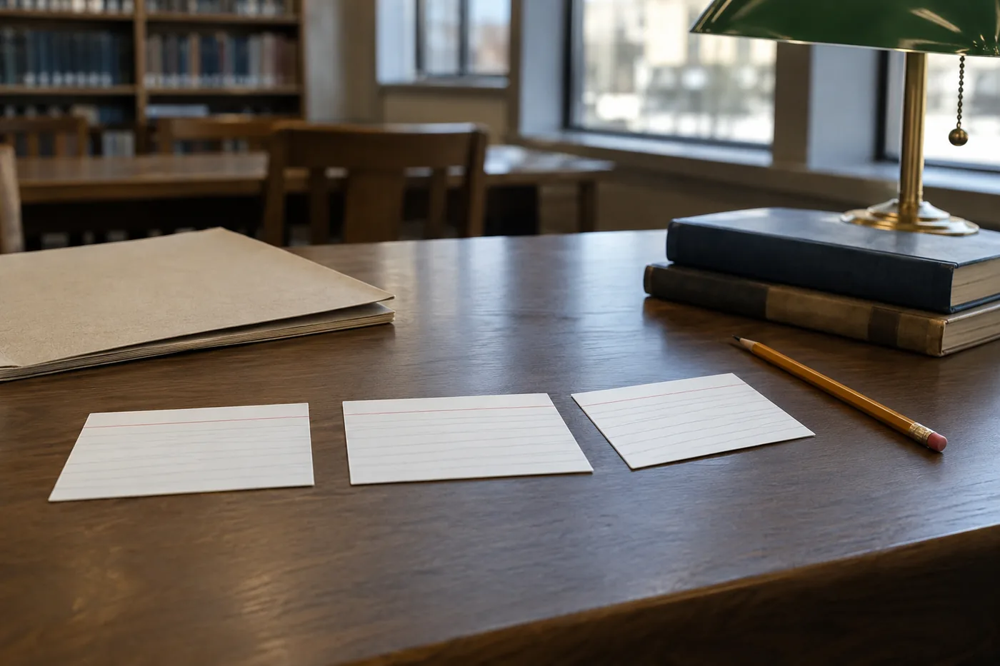 Blank date cards arranged in order beside an anonymous case folder