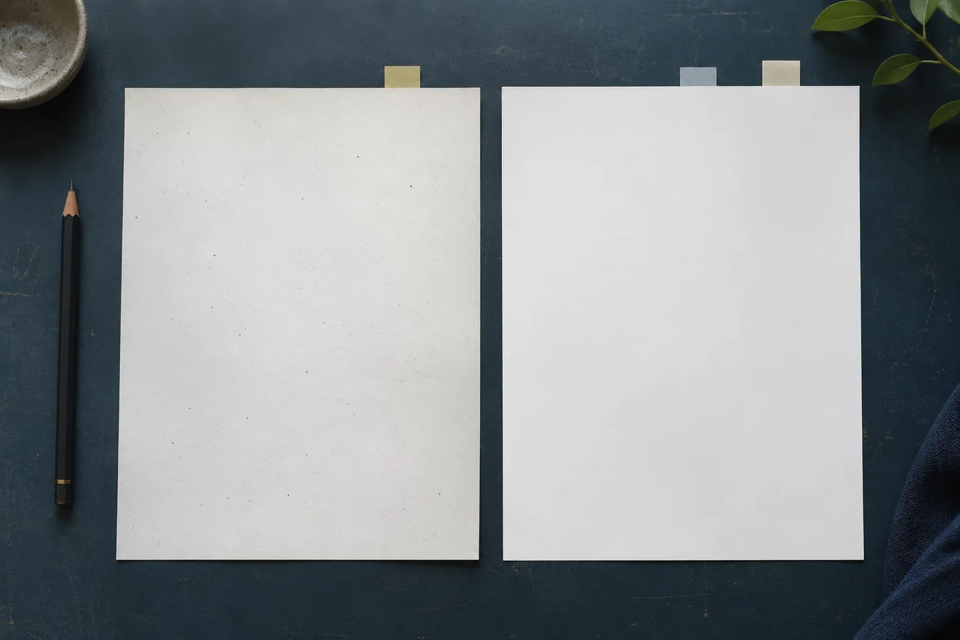 Faint anonymous scan and clear blank page compared side by side