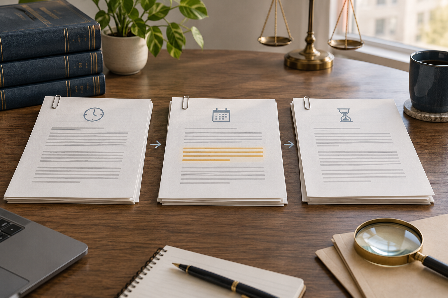 Anonymous folders and calendar cards arranged in chronological order